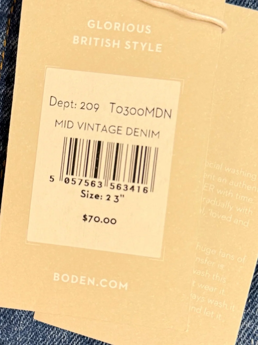 NWT Boden Mid Vintage Denim High-Rise Cutoff Shorts Size 2